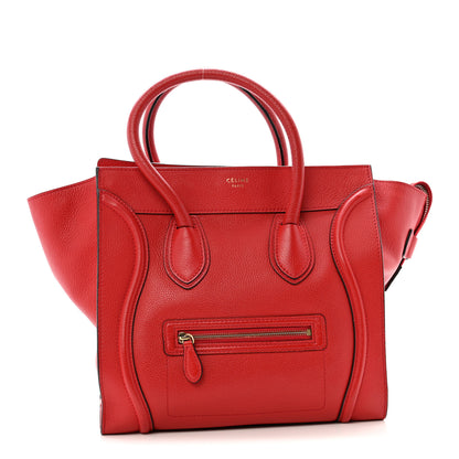 Celine Drummed Calfskin Mini Luggage Coquelicot 1 of 12