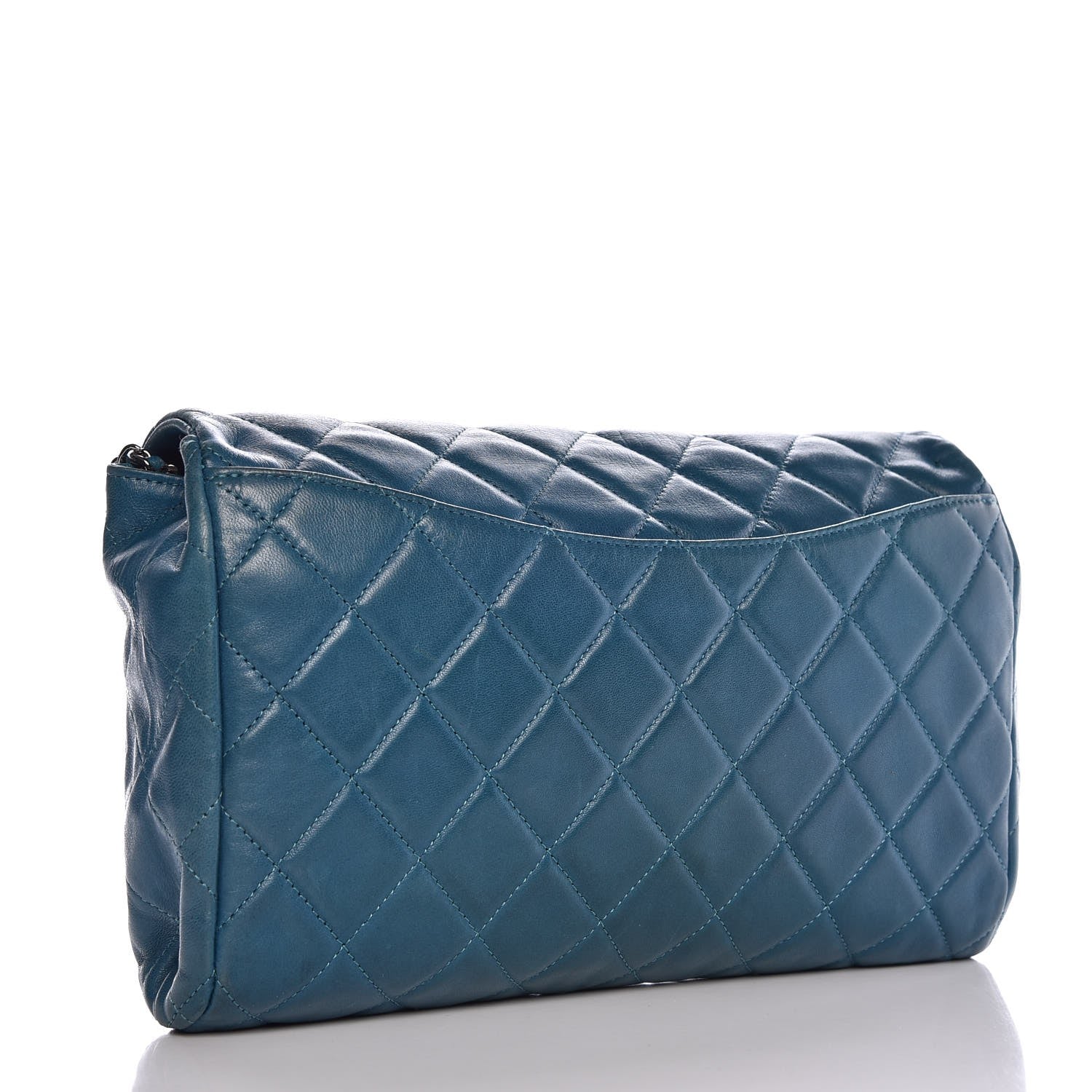 Chanel Lambskin Quilted Clutch With Chain Flap Turquoise 3 of 13