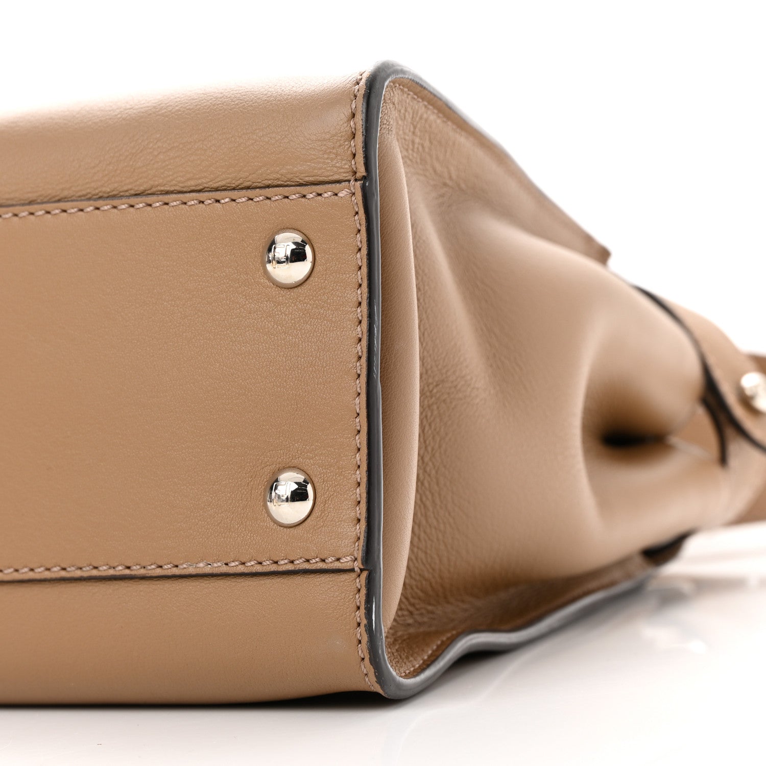 Fendi Vitello Seta Shiny Nappa Medium Peekaboo Iconic Satchel Cuoio Ardesia 10 of 10