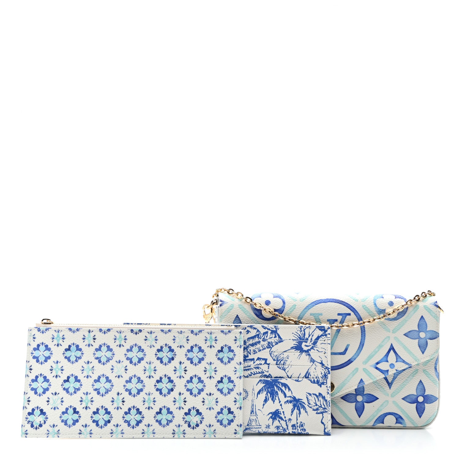 Louis Vuitton Monogram Giant By The Pool 2.0 Felicie Pochette Chain Wallet Lagoon Blue 1 of 9