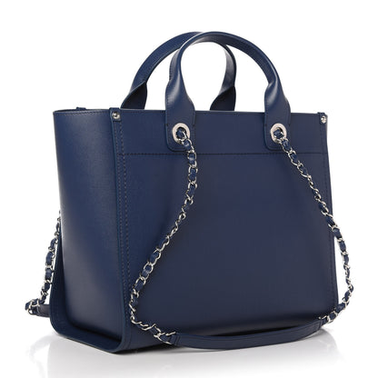 Chanel Caviar Small Studded Deauville Tote Navy 4 of 11