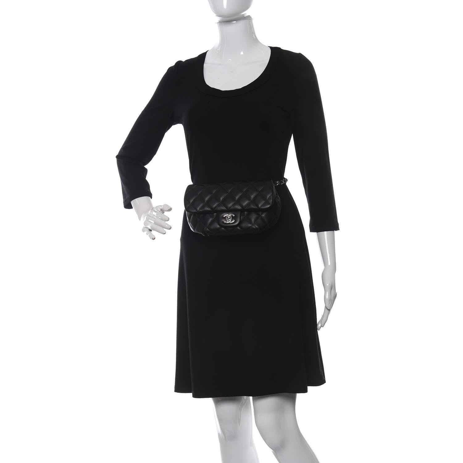 Chanel Calfskin Quilted CC Uniform Flap Belt Bag Black 2 of 9