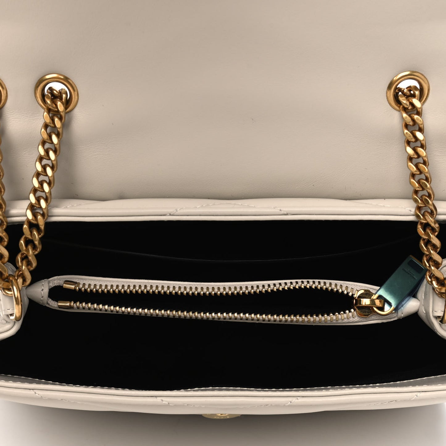 Calfskin Y Quilted Monogram Small Loulou Chain Satchel Ivory