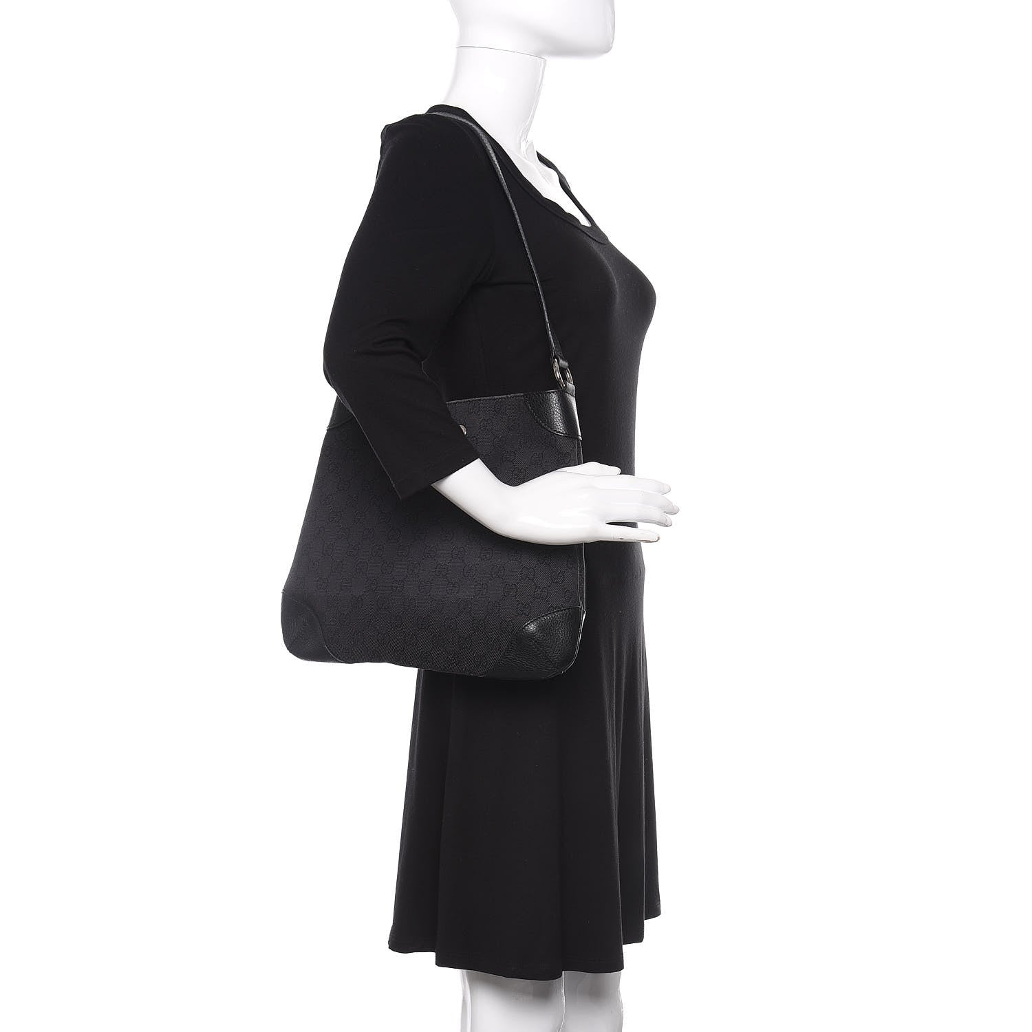 Gucci Monogram Shoulder Bag Black 2 of 9
