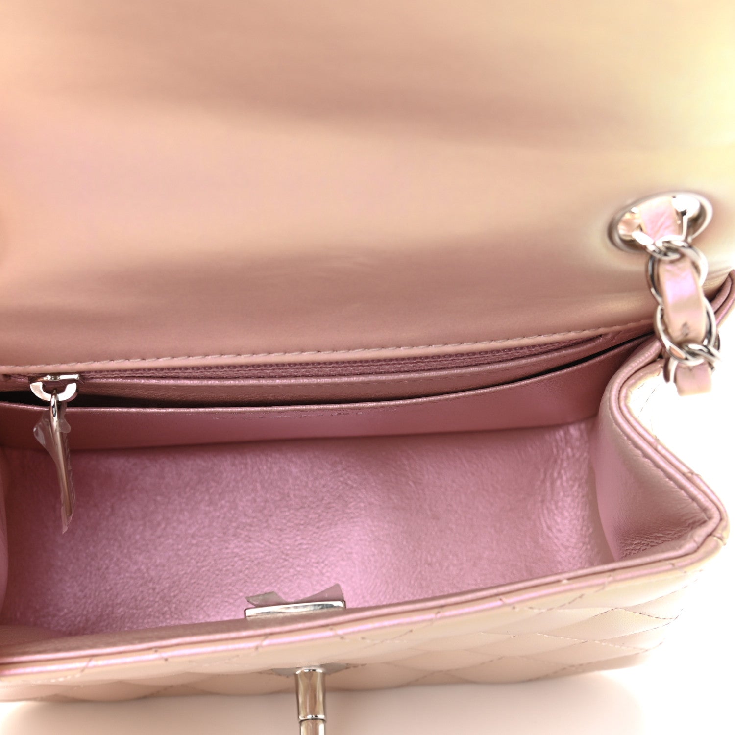 Chanel Iridescent Lambskin Quilted Mini Square Flap Pink 5 of 9