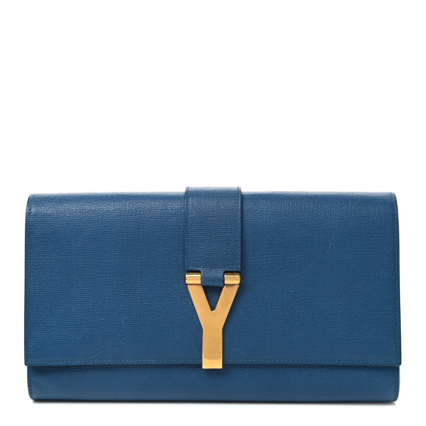 Textured Calfskin Classic Y Ligne Clutch Blue