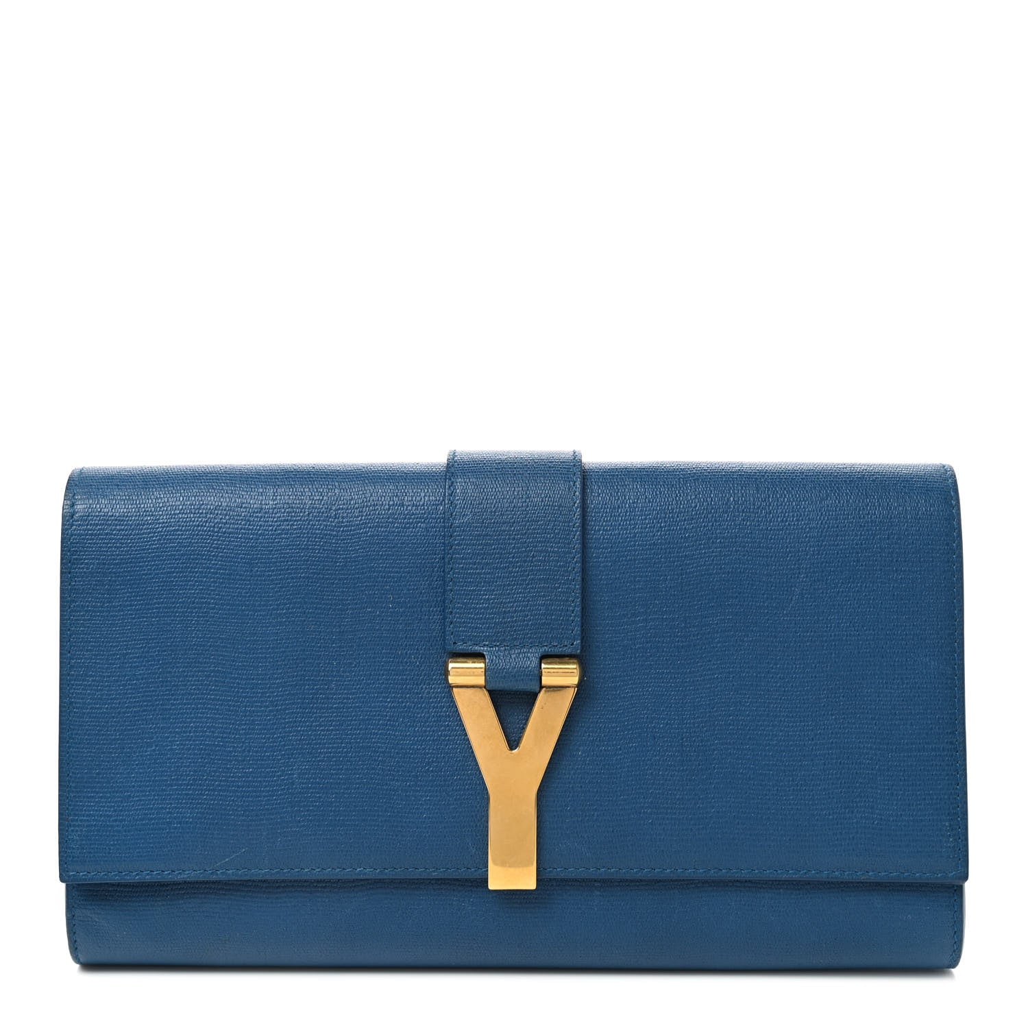 Saint Laurent Textured Calfskin Classic Y Ligne Clutch Blue 1 of 9