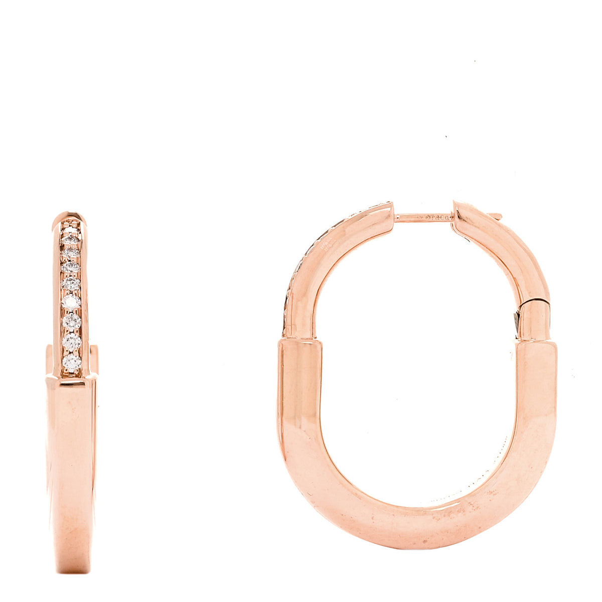 18K Rose Gold Diamond Medium Lock Earrings