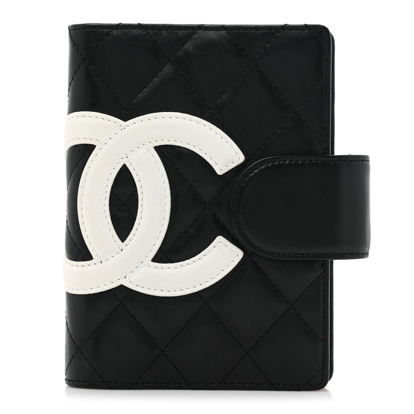 Calfskin Quilted Small Cambon Agenda Planner Black White