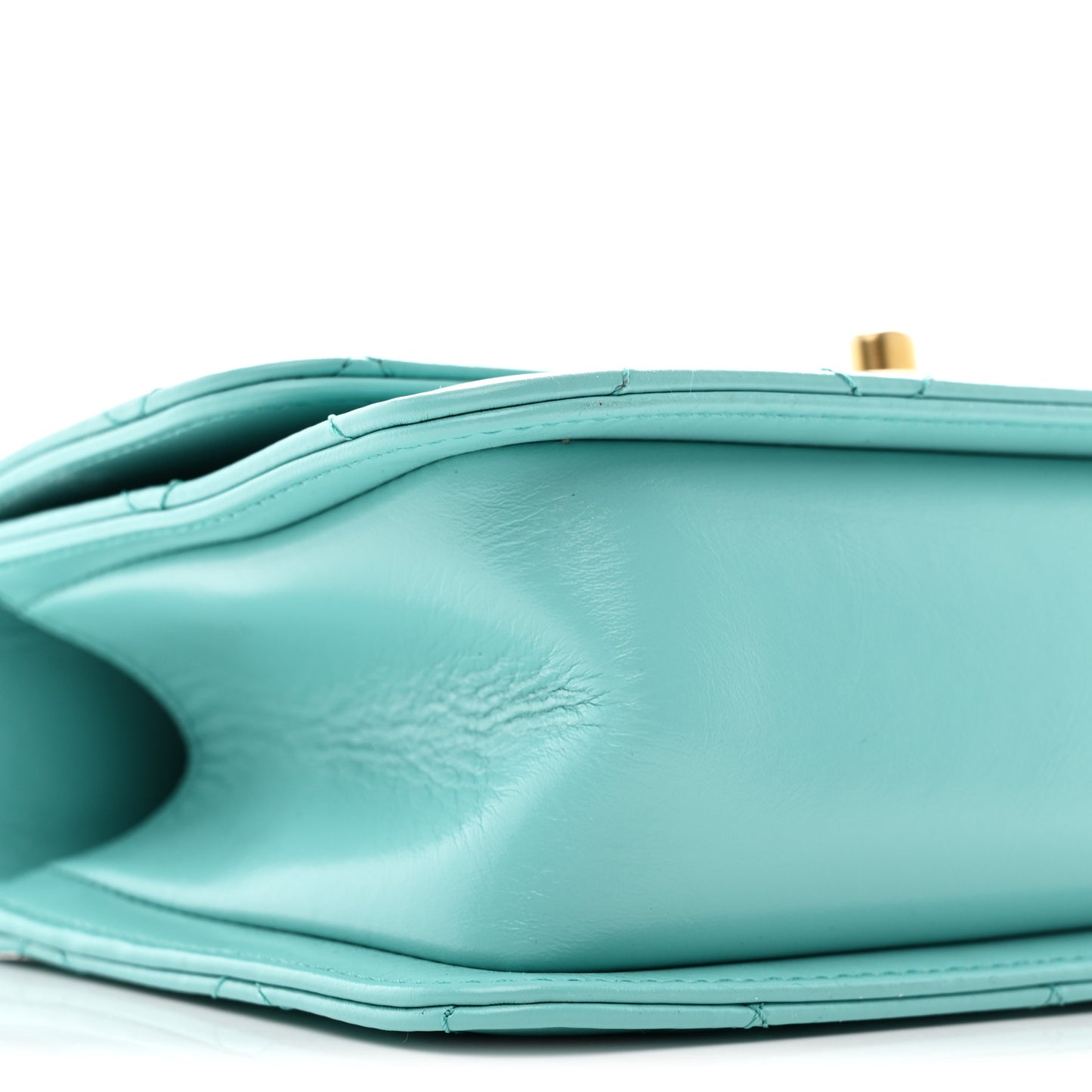 Calfskin Quilted Mini Perfect Fit Flap Turquoise