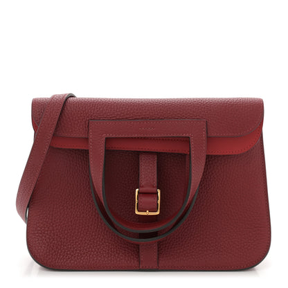 Hermes Taurillon Clemence Halzan 25 Rouge Grenat 1 of 10