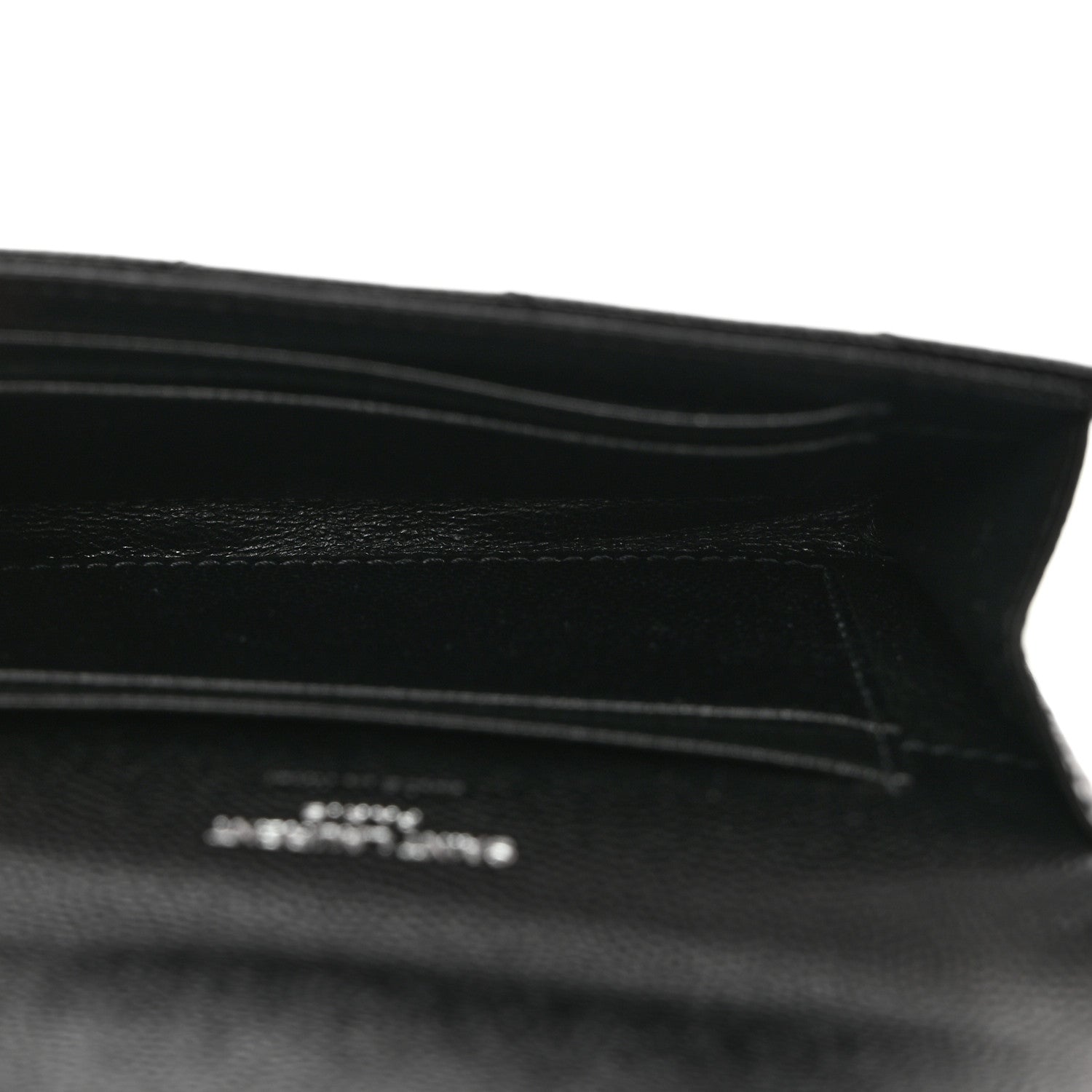 Saint Laurent Grain De Poudre Matelasse Chevron Small Monogram Envelope Wallet Black 6 of 7