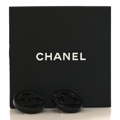 Chanel Resin CC Round Earrings Gold Black 5 of 5