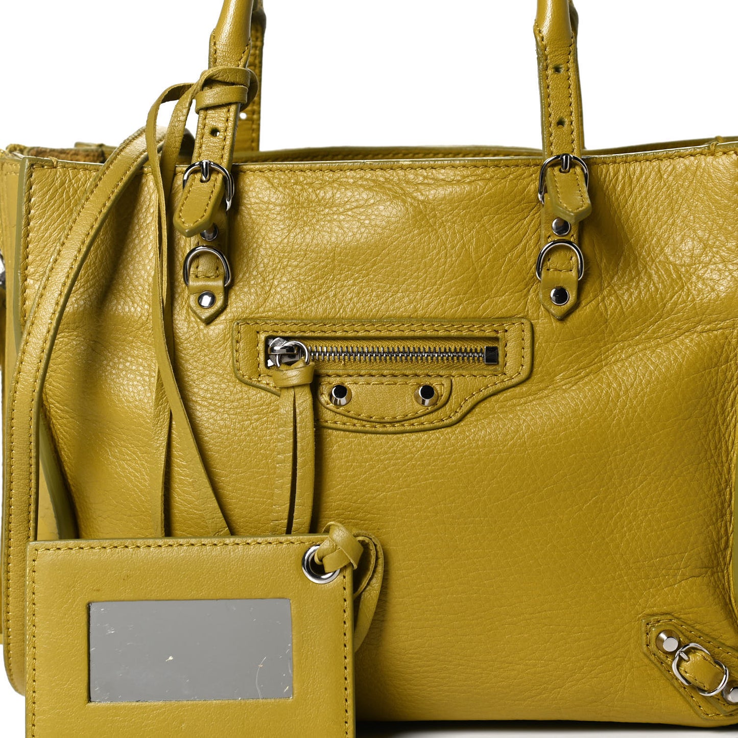 Veau Papier A4 Zip Around Tote Jaune Epi