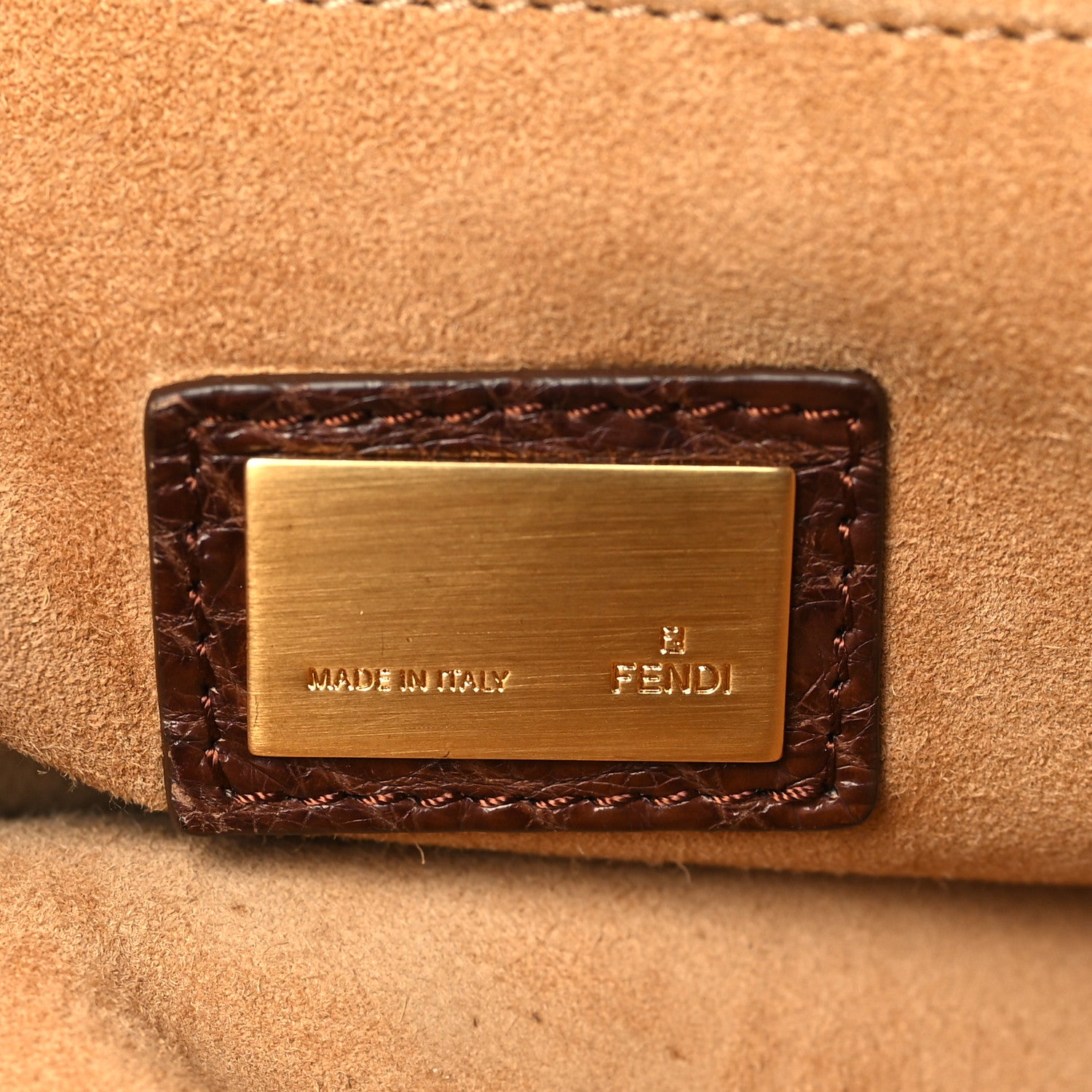 Fendi Crocodile Large Peekaboo Iconic Satchel Brown 6 of 16