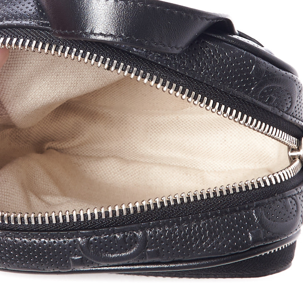 Gucci Calfskin GG Tennis Embossed Mini Double Zip Messenger Bag Black 6 of 8
