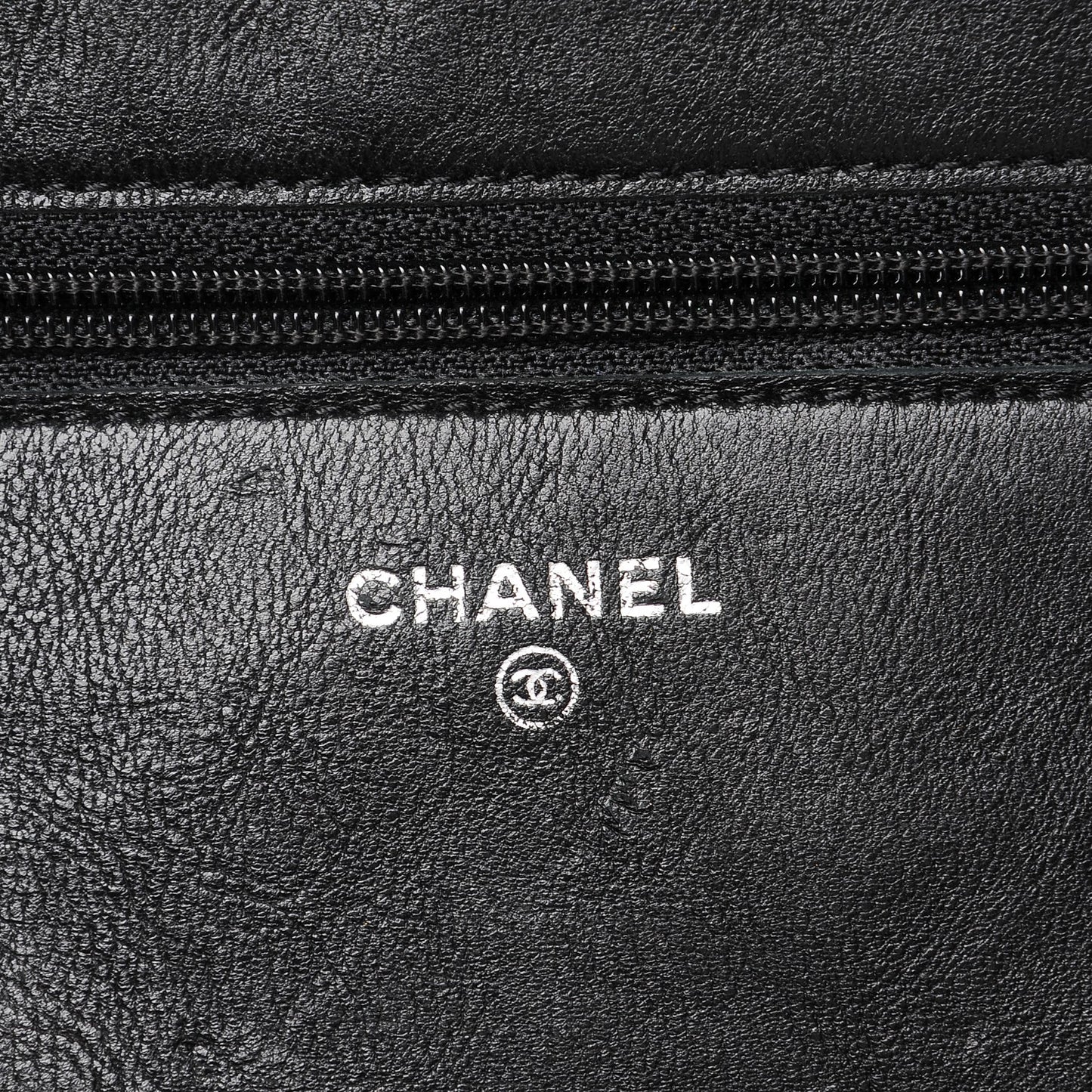 Calfskin Quilted Chain Around Boy Wallet On Chain WOC Black