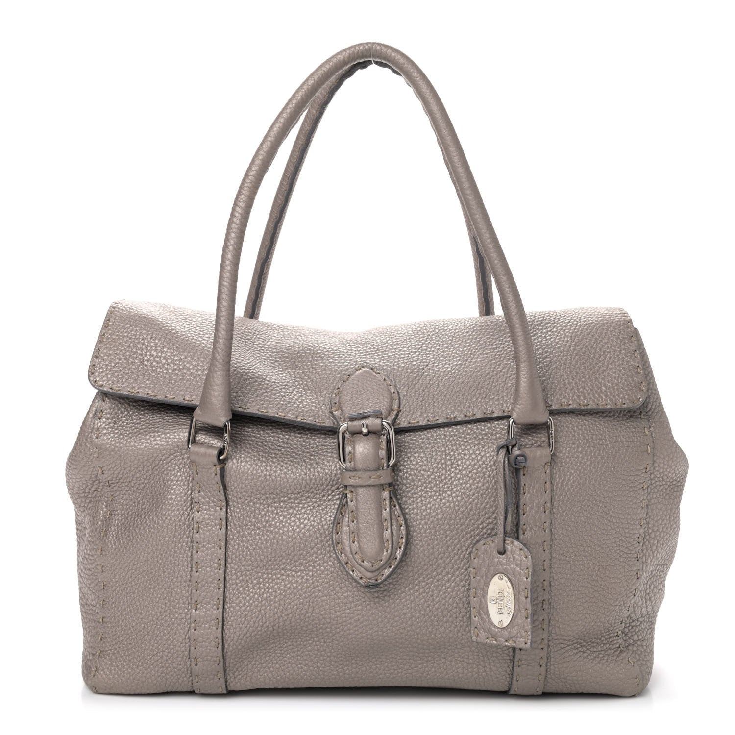 Fendi Cuoio Romano Selleria Large Linda Satchel Peltro 1 of 6