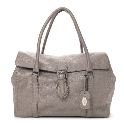 Fendi Cuoio Romano Selleria Large Linda Satchel Peltro 1 of 6