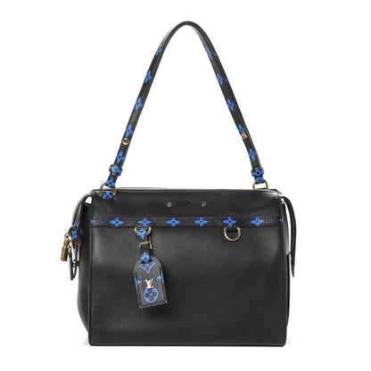 Louis Vuitton Smooth Calfskin Colored Monogram Speedy Amazon MM Blue Black 1 of 10