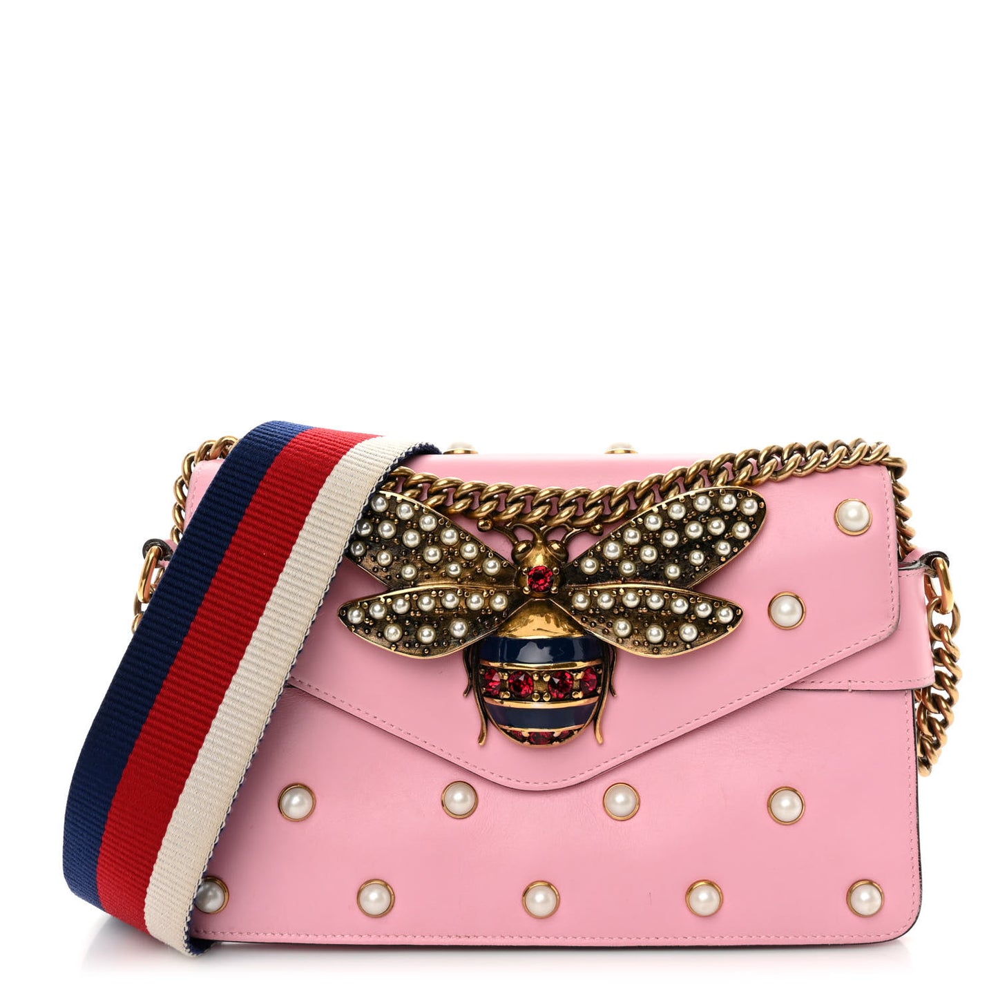 Nappa Pearl Studded Mini Queen Margaret Broadway Shoulder Bag Sugar Pink