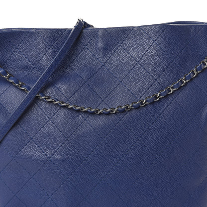 Chanel Grained Calfskin Stitched CC Pocket Tote Navy Blue 8 of 10