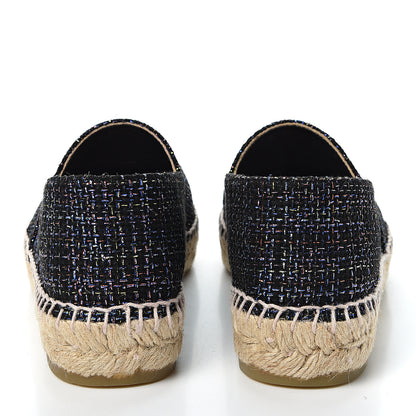 Chanel Tweed Patent Goatskin CC Espadrilles 37 Black Pink Yellow Silver 5 of 11