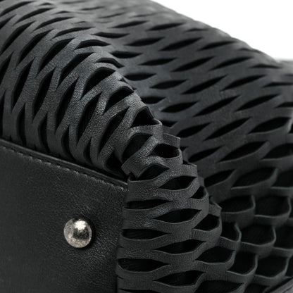 Chanel Calfskin Laser Cut Perforated CC Tote Black 9 of 15