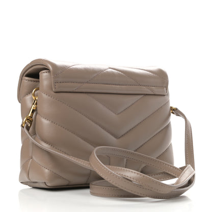Saint Laurent Calfskin Y Quilted Monogram Toy Loulou Crossbody Bag Taupe 3 of 11