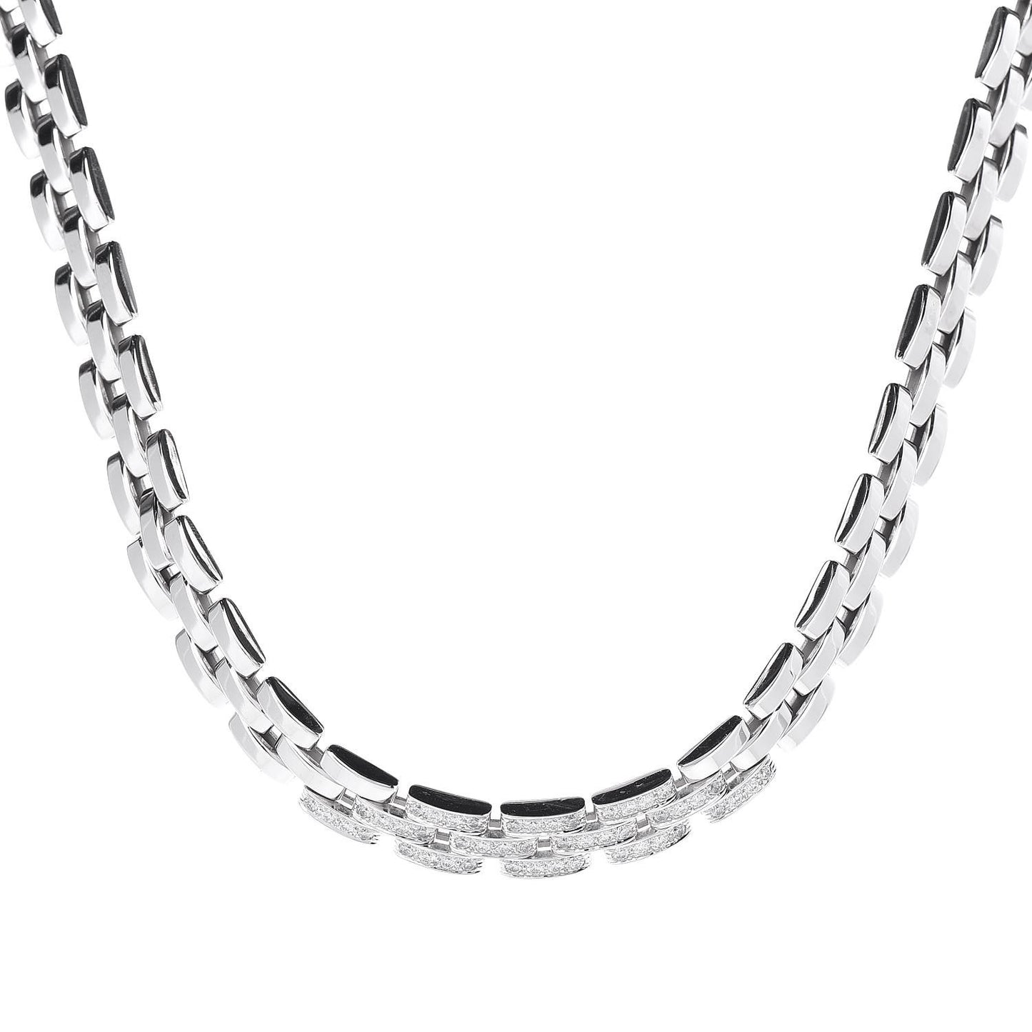 18K White Gold Diamond Maillon Panthere Necklace