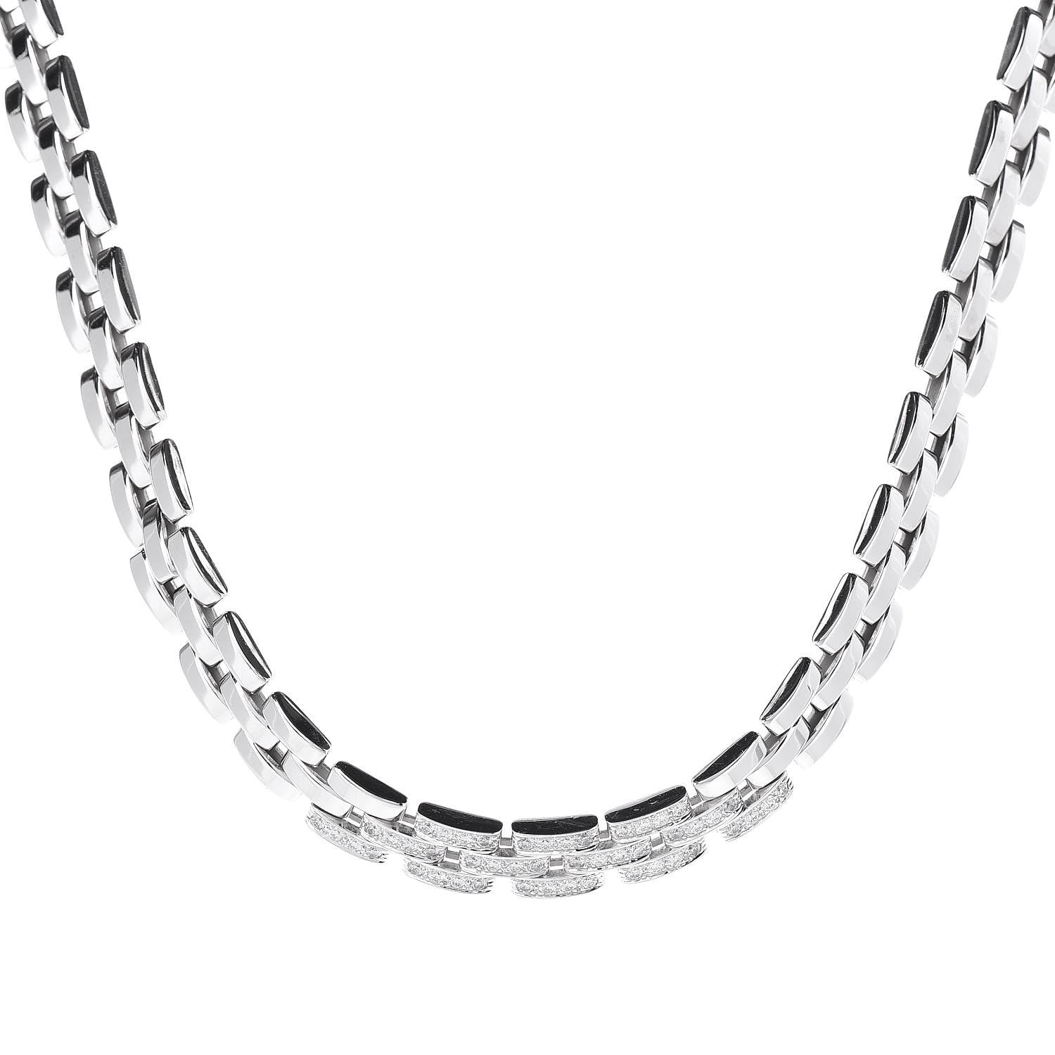 Cartier 18K White Gold Diamond Maillon Panthere Necklace 1 of 5