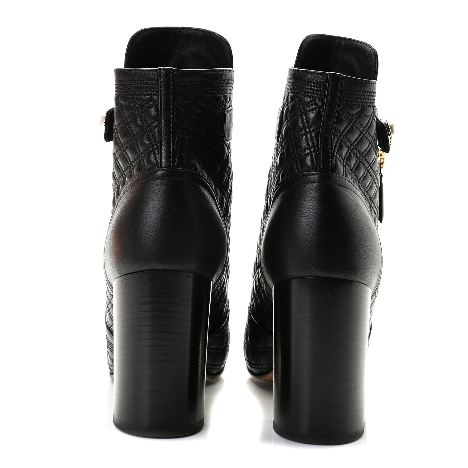 Chanel Lambskin Quilted Pearl CC Cap Toe Short Boots 39 Black 4 of 9