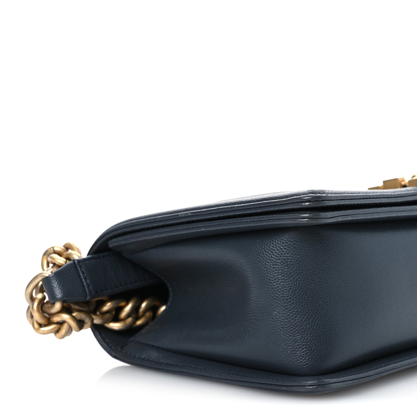 Caviar Chevron Quilted Medium Boy Flap Dark Grey