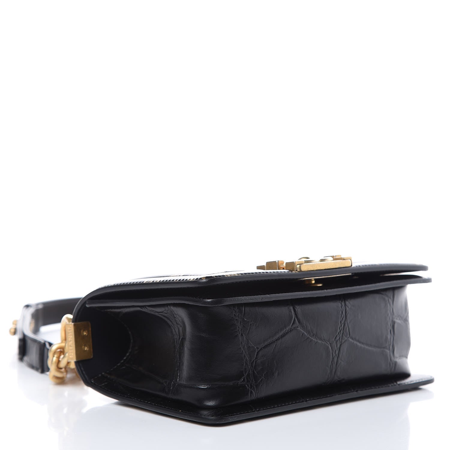Chanel Calfskin Crocodile Embossed Graffiti Cocodile Small Boy Flap Black Gold 4 of 9