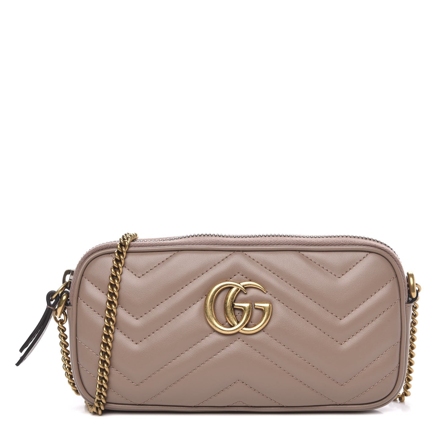 Calfskin Matelasse Mini GG Marmont Chain Crossbody Bag Porcelain Rose