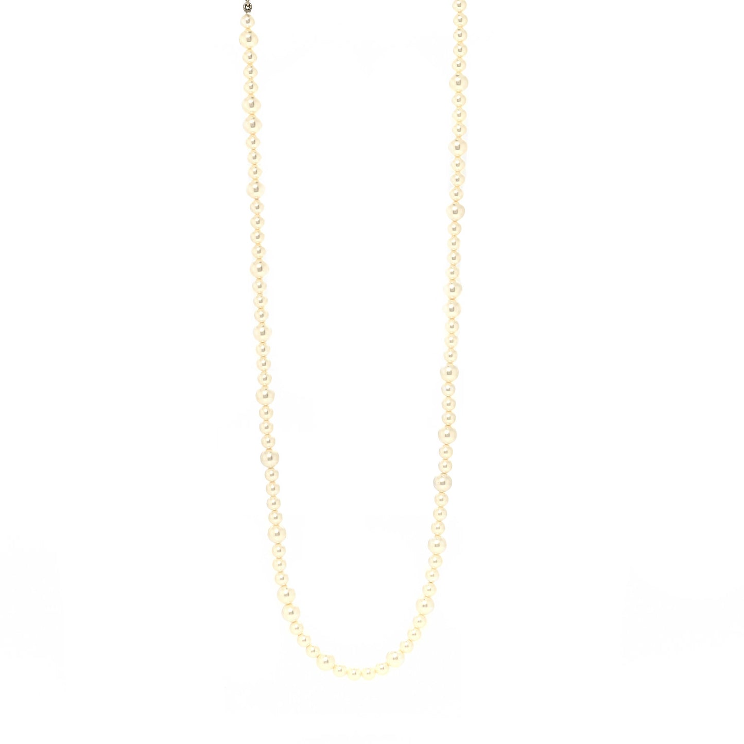 Crystal Pearl CC Long Necklace Gold
