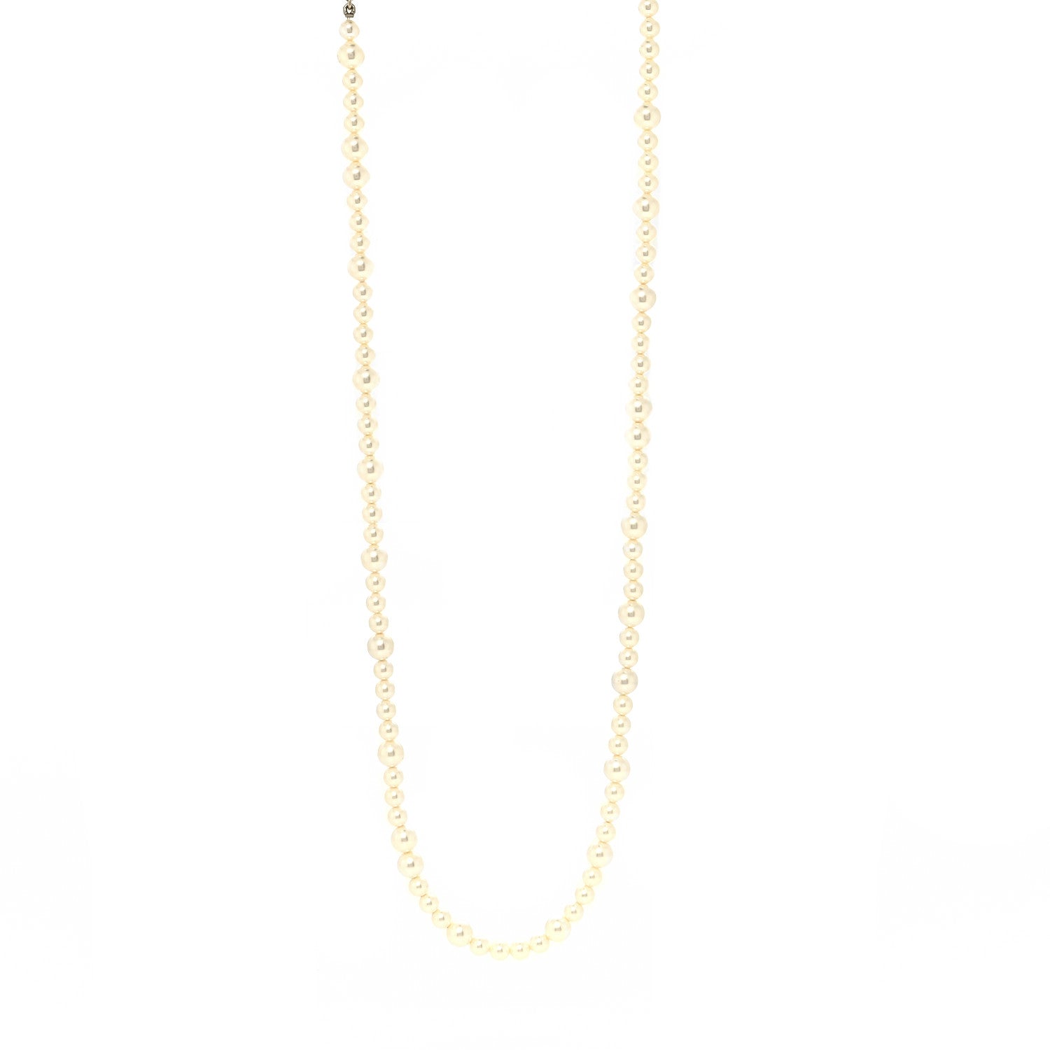 Chanel Crystal Pearl CC Long Necklace Gold 1 of 5