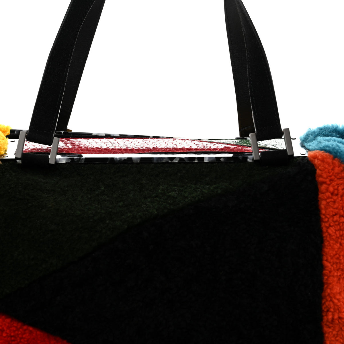 Fendi Shearling Snakeskin Geometric To You Satchel  Multicolor 8 of 14