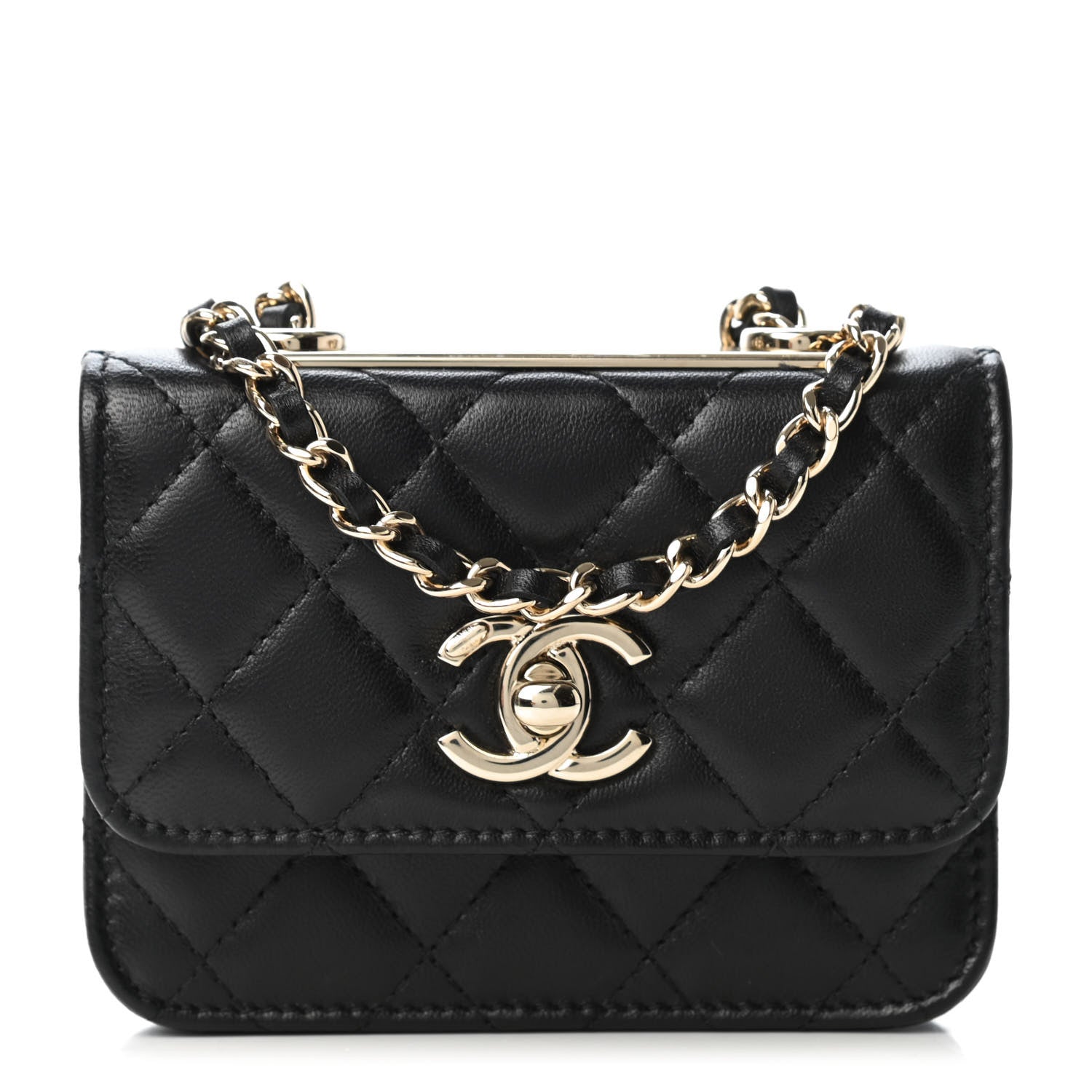 Chanel Lambskin Quilted Trendy CC Card Holder On Chain Black 1 of 4