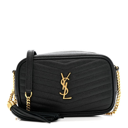 Saint Laurent Grain De Poudre Matelasse Monogram Mini Lou Camera Bag Black 1 of 11