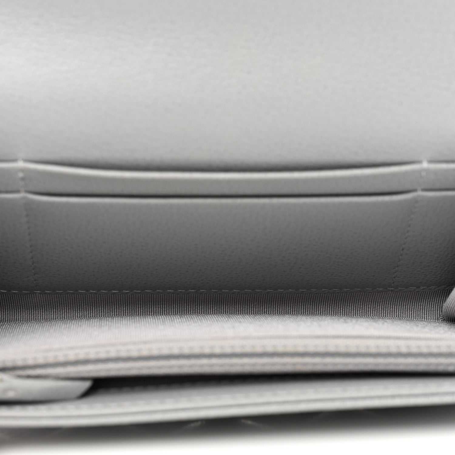 Chanel Grained Calfskin Quilted CC Box Flap Wallet Grey 5 of 8