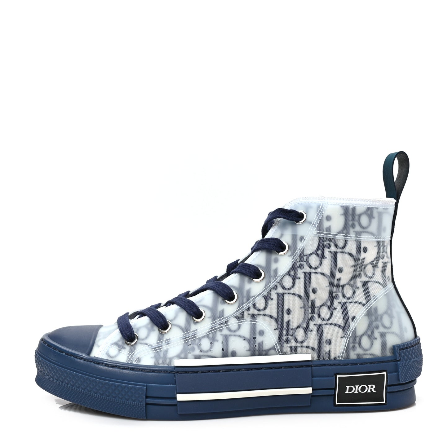 Technical Canvas Oblique Mens B23 High Top Sneakers 39 White Blue