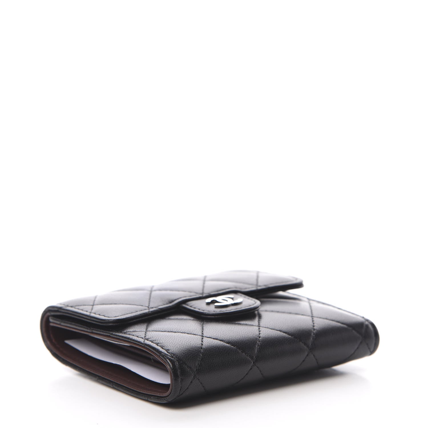 Chanel Lambskin Quilted Compact Flap Wallet Black 4 of 11