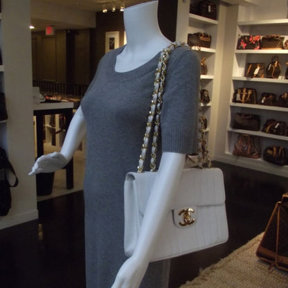 Chanel Caviar Vertical Quilt Jumbo Flap White 2 of 13