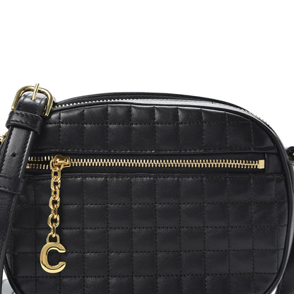 Celine Calfskin Quilted Small C Charm Bag Black 10 of 10