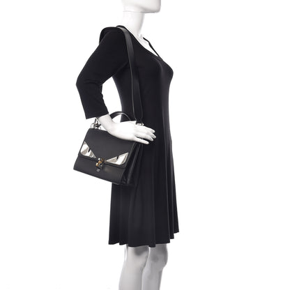 Fendi Vitello Liberty Lucido Metal Monster Eyes Studded Kan I Shoulder Bag Black 2 of 18