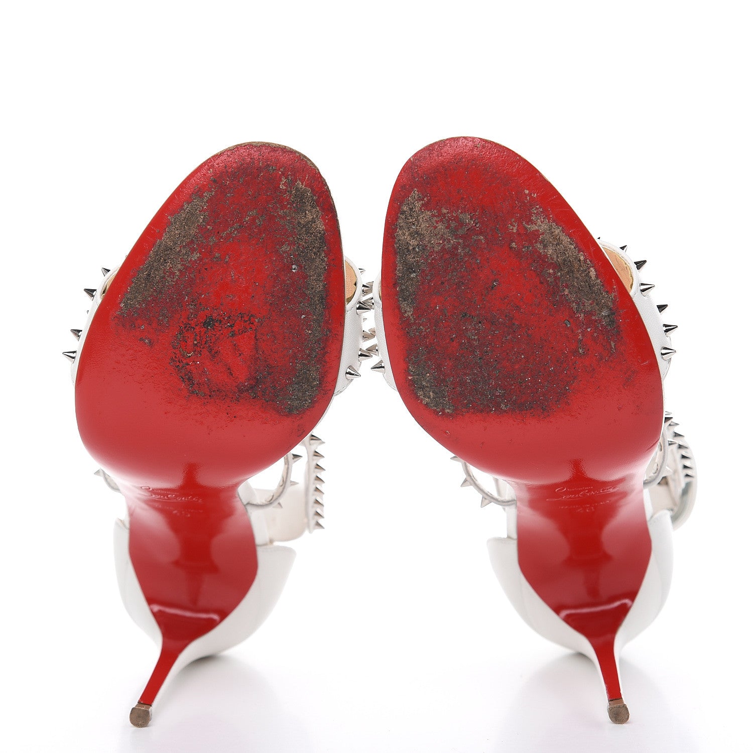 Christian Louboutin Kid Choca Spikes 100 Sandals 40 Neige 5 of 12