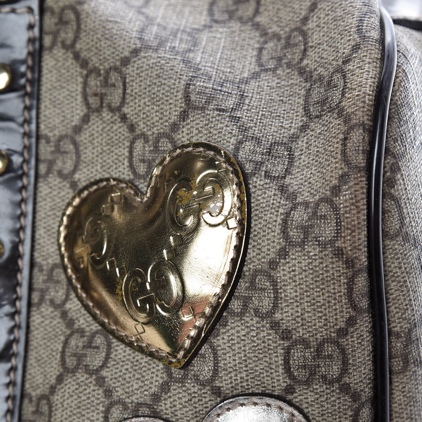 Monogram Guccissima Hearts Studded Medium Joy Boston Dark Brown