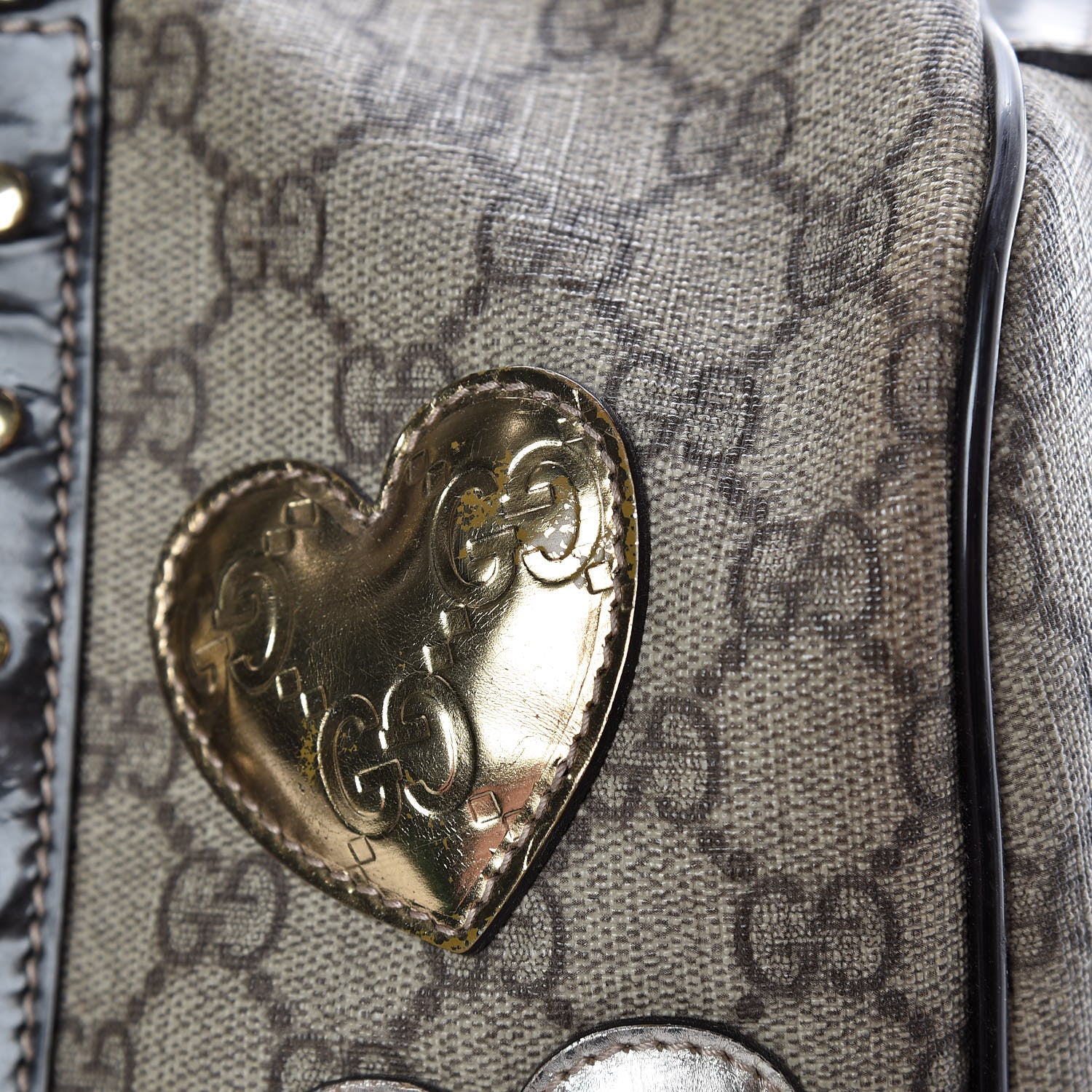 Gucci Monogram Guccissima Hearts Studded Medium Joy Boston Dark Brown 20 of 26