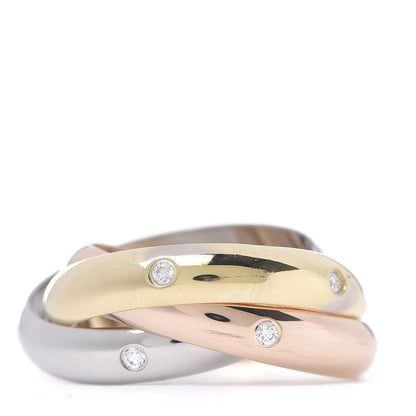 Cartier 18K Pink Yellow White Gold Diamond Trinity Ring 53 6.25 1 of 7